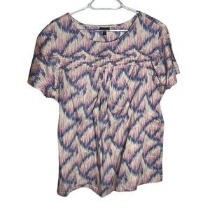 Talbots Blue & White Striped Cotton Blouse • Size 16 • EUC